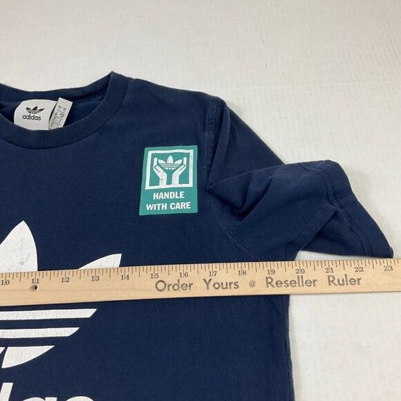 Adidas Mens Cotton T-Shirt Blue FADED Logo Short Sleeve Crew Neck Size Small * - Picture 9 of 12